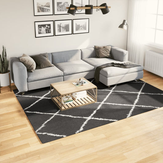 Vloerkleed shaggy hoogpolig modern 200x280 cm zwart en crème Vloerkleden | Creëer jouw Trendy Thuis | Gratis bezorgd & Retour | Trendy.nl