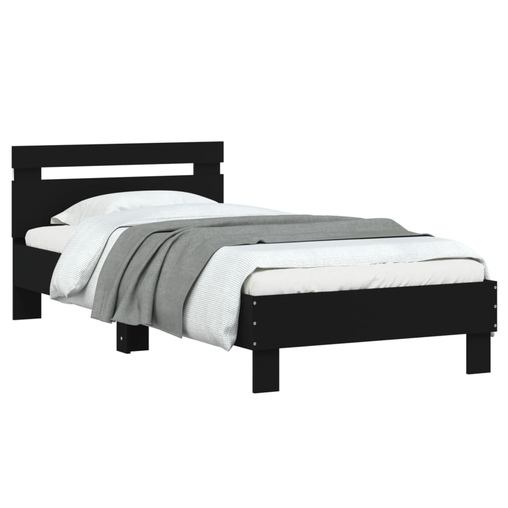 Bedframe met hoofdbord en LED-verlichting zwart 90x190 cm Bedden & bedframes | Creëer jouw Trendy Thuis | Gratis bezorgd & Retour | Trendy.nl