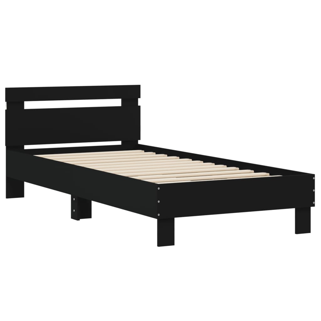 Bedframe met hoofdbord en LED-verlichting zwart 90x190 cm Bedden & bedframes | Creëer jouw Trendy Thuis | Gratis bezorgd & Retour | Trendy.nl