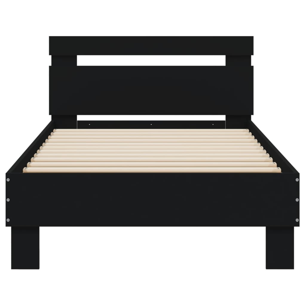 Bedframe met hoofdbord en LED-verlichting zwart 90x190 cm Bedden & bedframes | Creëer jouw Trendy Thuis | Gratis bezorgd & Retour | Trendy.nl