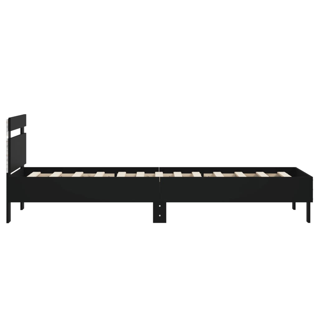 Bedframe met hoofdbord en LED-verlichting zwart 90x190 cm Bedden & bedframes | Creëer jouw Trendy Thuis | Gratis bezorgd & Retour | Trendy.nl