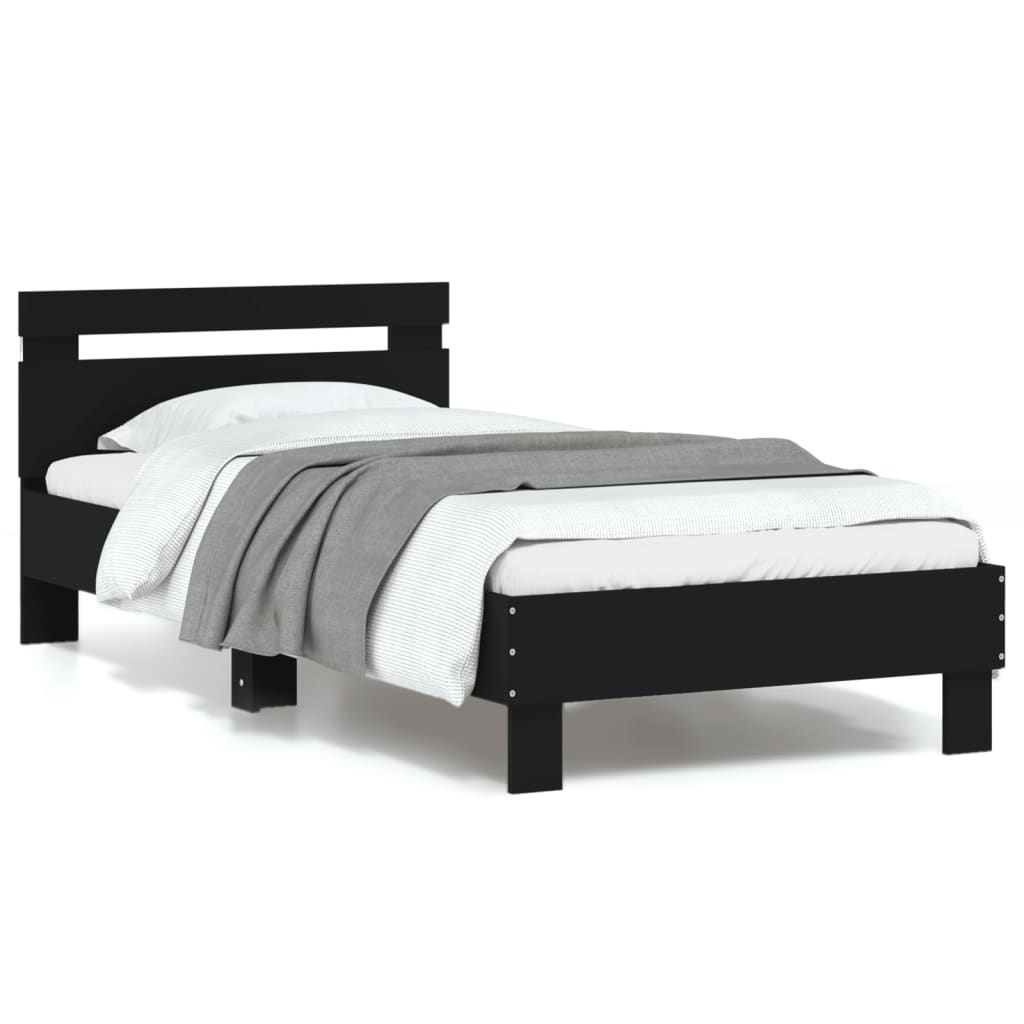 Bedframe met hoofdbord en LED-verlichting zwart 90x190 cm Bedden & bedframes | Creëer jouw Trendy Thuis | Gratis bezorgd & Retour | Trendy.nl