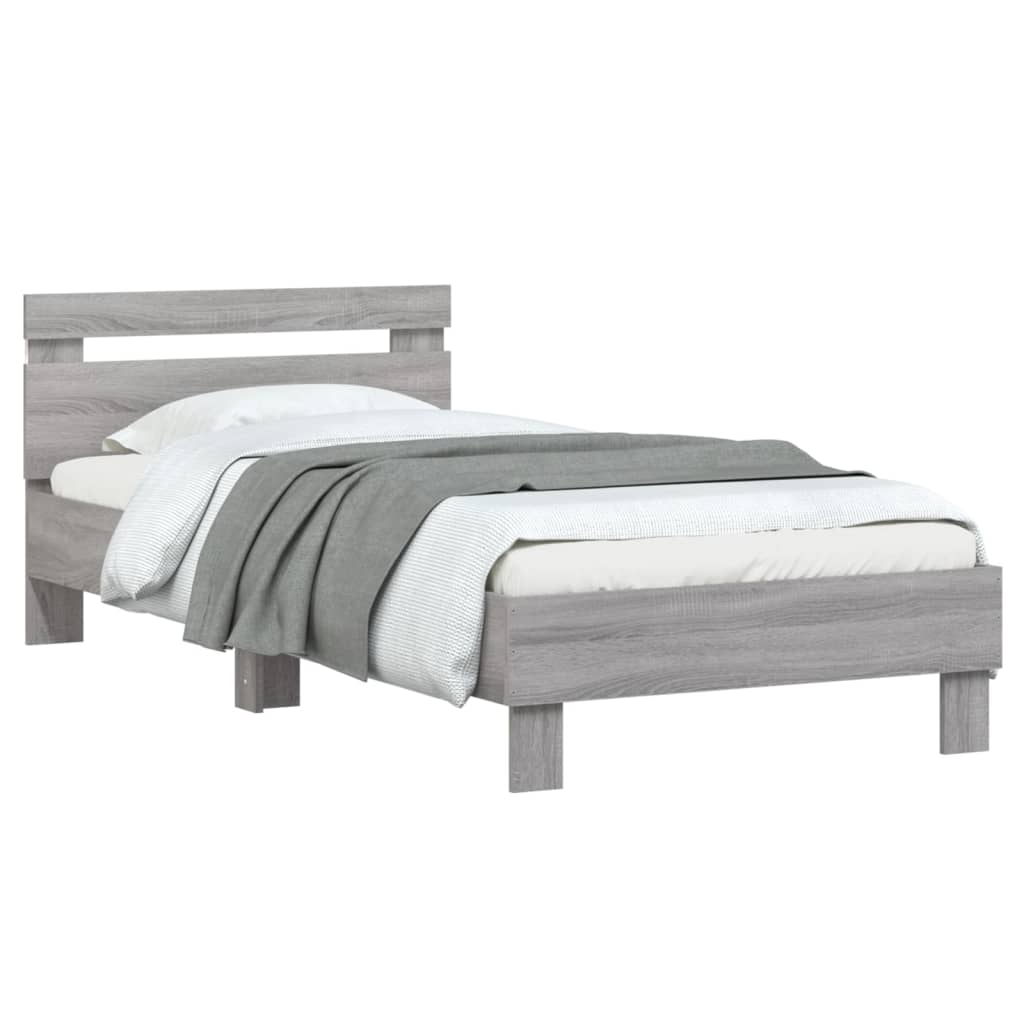 Bedframe met hoofdbord en LED grijs sonoma eikenkleur 90x190 cm Bedden & bedframes | Creëer jouw Trendy Thuis | Gratis bezorgd & Retour | Trendy.nl