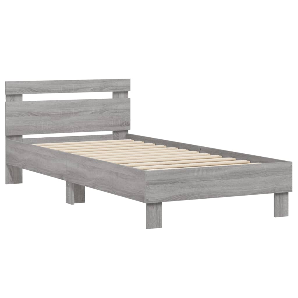 Bedframe met hoofdbord en LED grijs sonoma eikenkleur 90x190 cm Bedden & bedframes | Creëer jouw Trendy Thuis | Gratis bezorgd & Retour | Trendy.nl