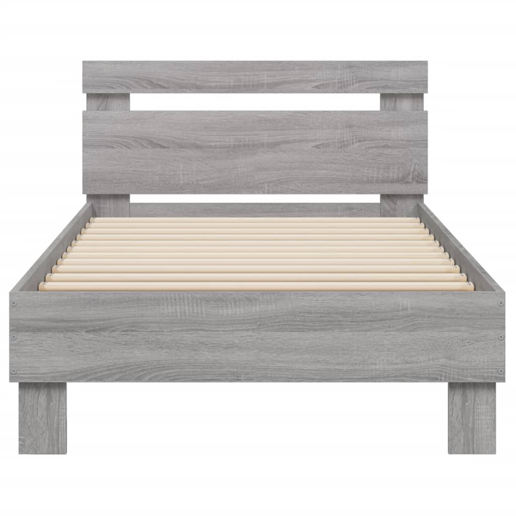 Bedframe met hoofdbord en LED grijs sonoma eikenkleur 90x190 cm Bedden & bedframes | Creëer jouw Trendy Thuis | Gratis bezorgd & Retour | Trendy.nl