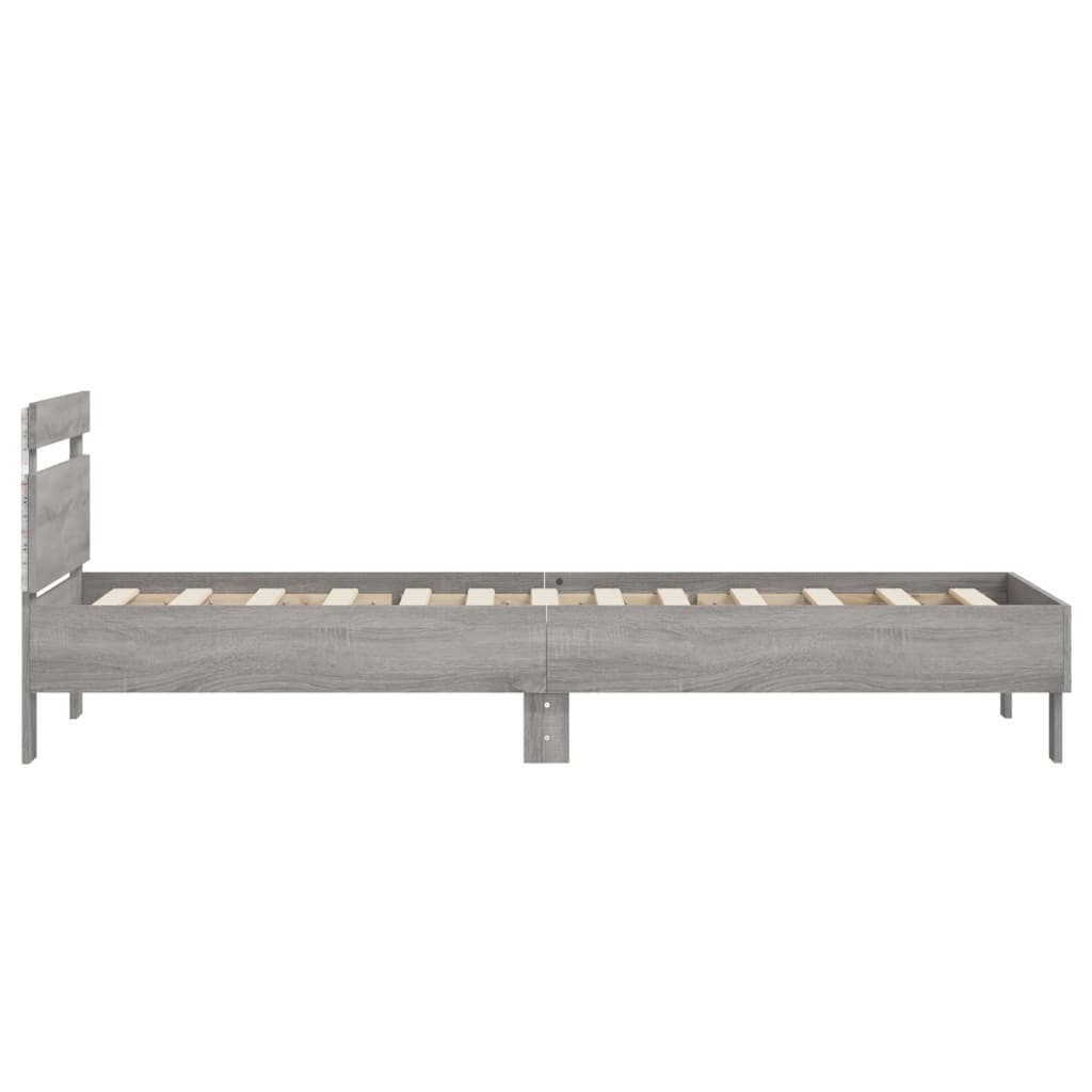 Bedframe met hoofdbord en LED grijs sonoma eikenkleur 90x190 cm Bedden & bedframes | Creëer jouw Trendy Thuis | Gratis bezorgd & Retour | Trendy.nl