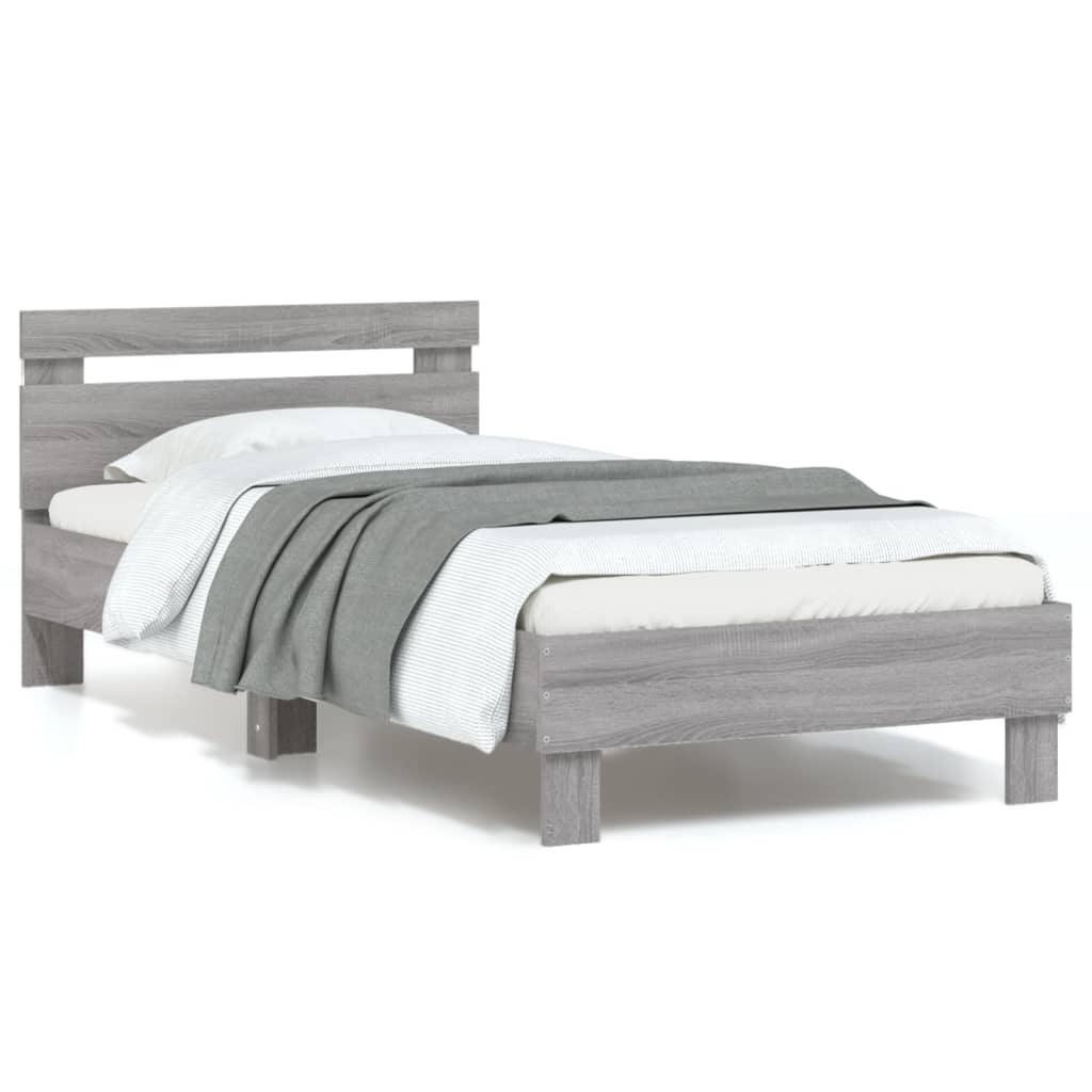 Bedframe met hoofdbord en LED grijs sonoma eikenkleur 90x190 cm Bedden & bedframes | Creëer jouw Trendy Thuis | Gratis bezorgd & Retour | Trendy.nl