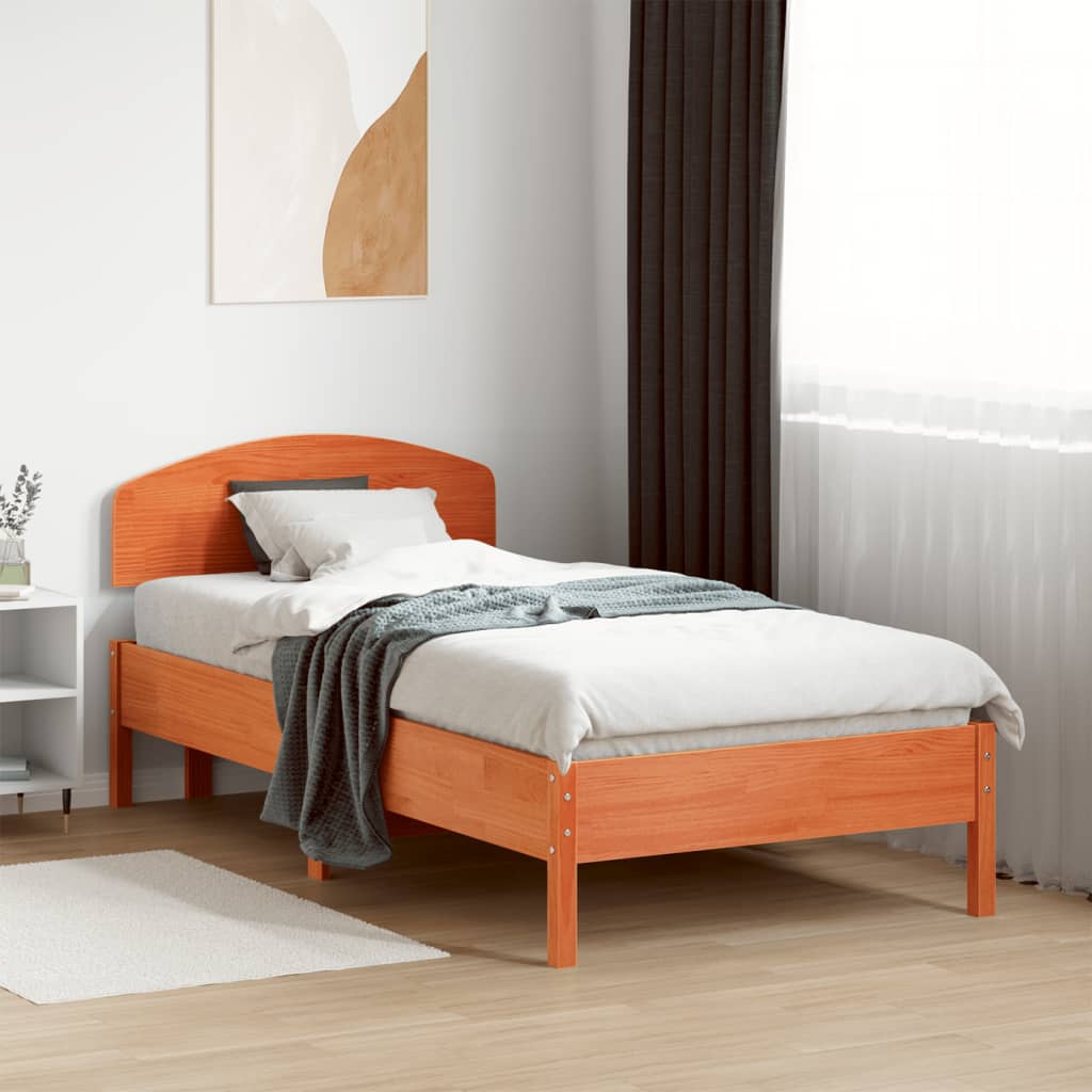 Bedframe zonder matras massief grenenhout wasbruin 90x190 cm Bedden & bedframes | Creëer jouw Trendy Thuis | Gratis bezorgd & Retour | Trendy.nl