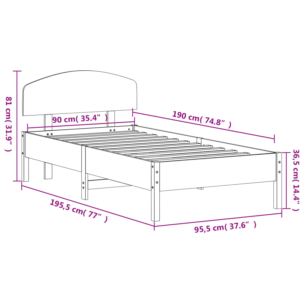 Bedframe zonder matras massief grenenhout wasbruin 90x190 cm Bedden & bedframes | Creëer jouw Trendy Thuis | Gratis bezorgd & Retour | Trendy.nl