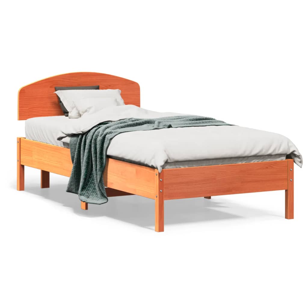 Bedframe zonder matras massief grenenhout wasbruin 90x190 cm Bedden & bedframes | Creëer jouw Trendy Thuis | Gratis bezorgd & Retour | Trendy.nl