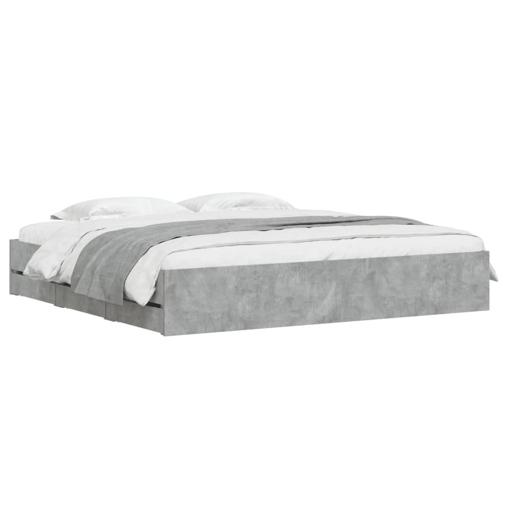 Bedframe met lades bewerkt hout betongrijs 160x200 cm Bedden & bedframes | Creëer jouw Trendy Thuis | Gratis bezorgd & Retour | Trendy.nl