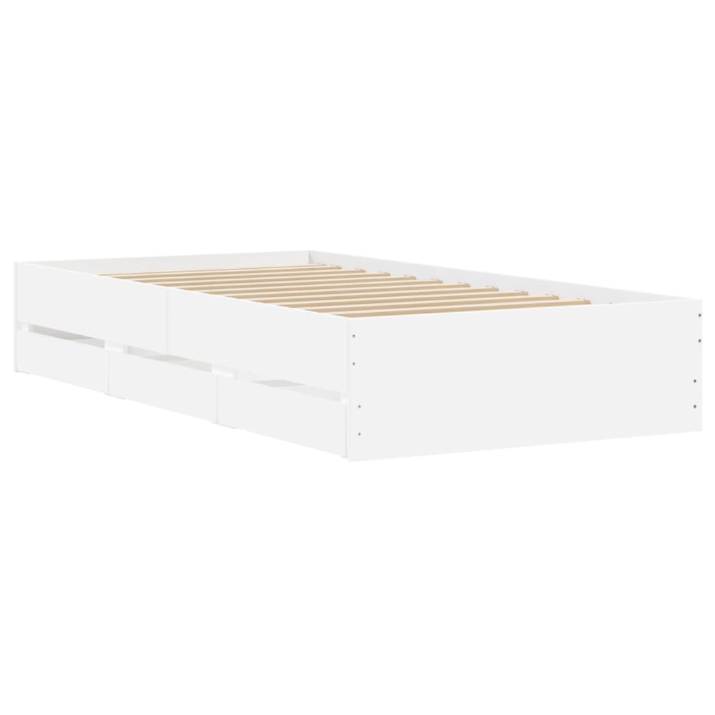 Bedframe met lades bewerkt hout wit 90x190 cm Bedden & bedframes | Creëer jouw Trendy Thuis | Gratis bezorgd & Retour | Trendy.nl