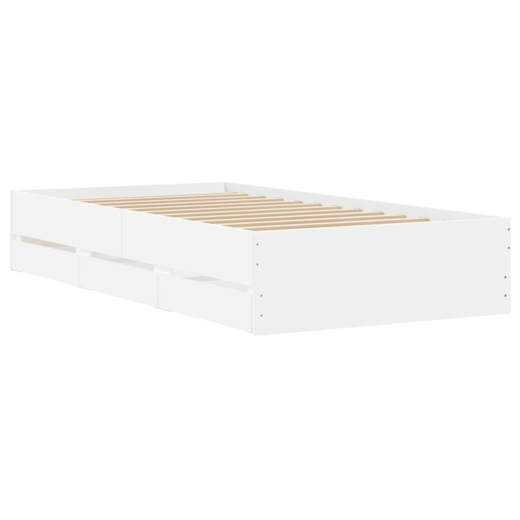 Bedframe met lades bewerkt hout wit 90x190 cm Bedden & bedframes | Creëer jouw Trendy Thuis | Gratis bezorgd & Retour | Trendy.nl