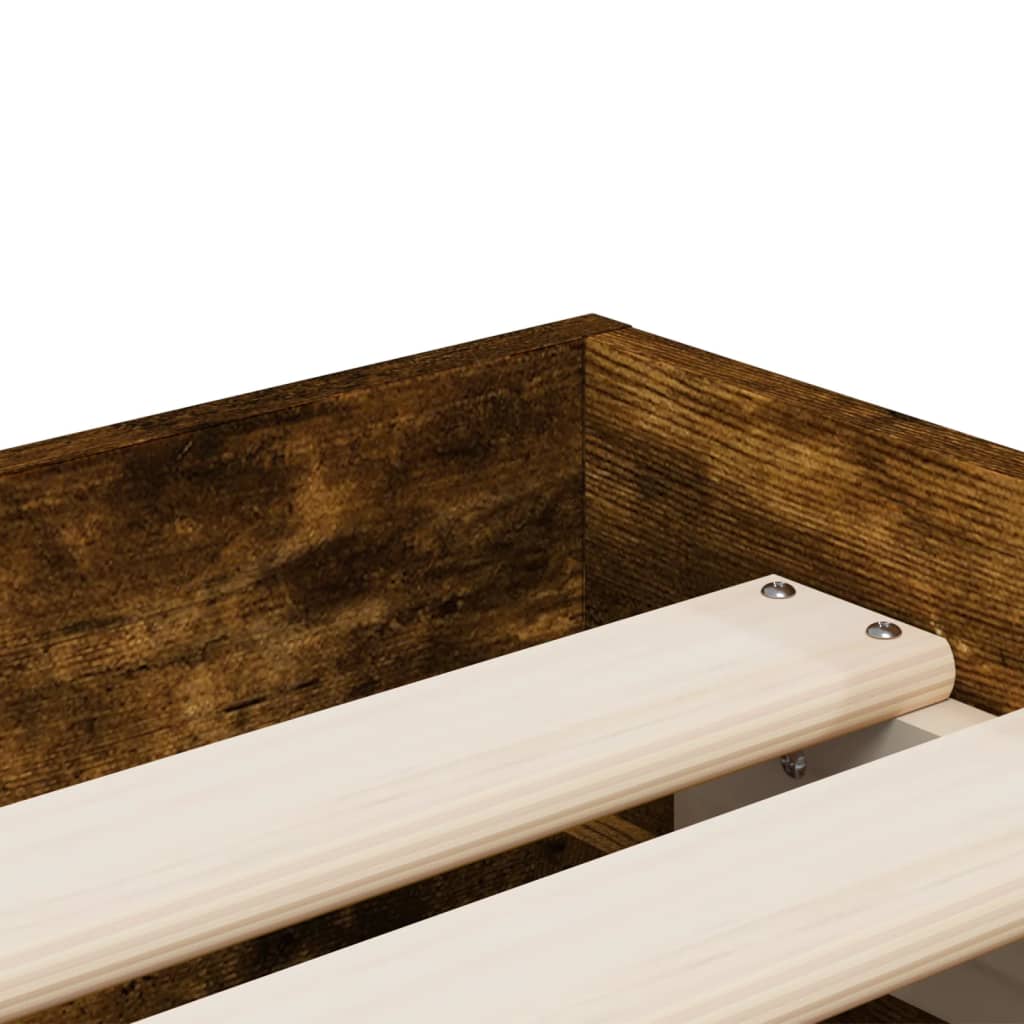 Bedframe met lades bewerkt hout gerookt eikenkleurig 90x190 cm Bedden & bedframes | Creëer jouw Trendy Thuis | Gratis bezorgd & Retour | Trendy.nl