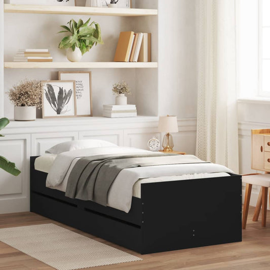 Bedframe met lades zwart 90x190 cm Bedden & bedframes | Creëer jouw Trendy Thuis | Gratis bezorgd & Retour | Trendy.nl