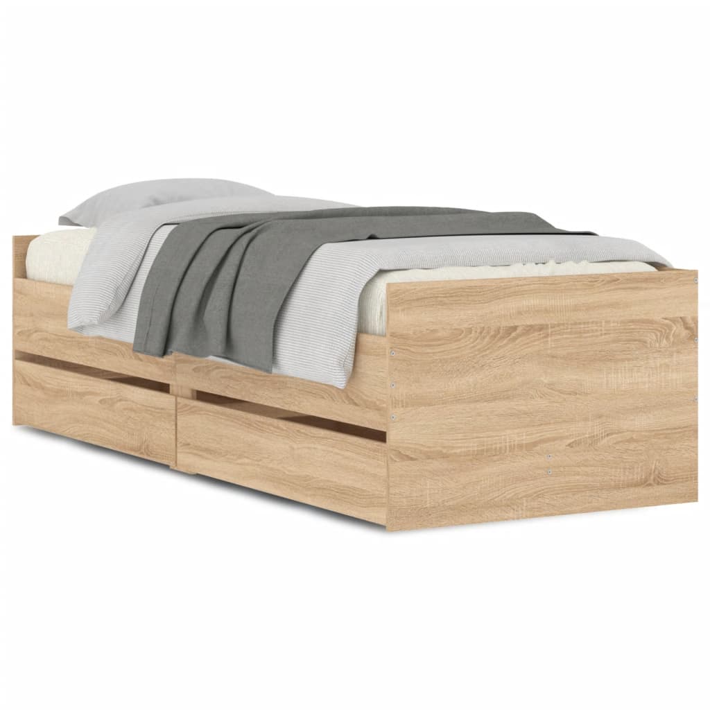 Bedframe met lades sonoma eikenkleurig 90x190 cm Bedden & bedframes | Creëer jouw Trendy Thuis | Gratis bezorgd & Retour | Trendy.nl