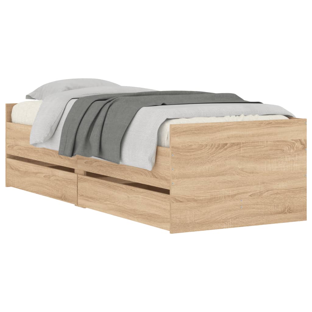 Bedframe met lades sonoma eikenkleurig 90x190 cm Bedden & bedframes | Creëer jouw Trendy Thuis | Gratis bezorgd & Retour | Trendy.nl