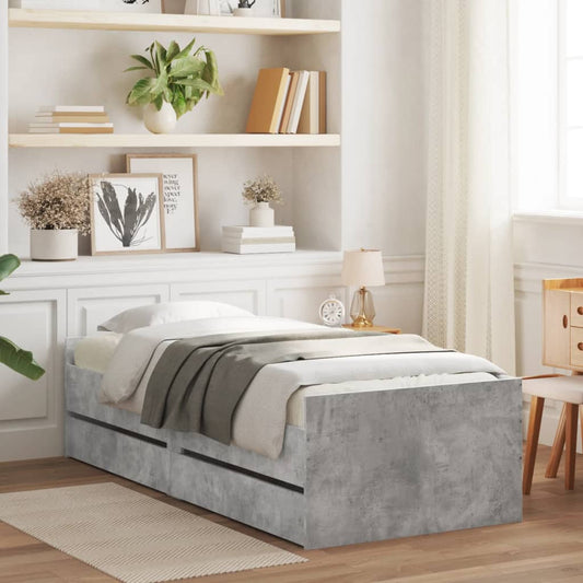 Bedframe met lades betongrijs 90x190 cm Bedden & bedframes | Creëer jouw Trendy Thuis | Gratis bezorgd & Retour | Trendy.nl