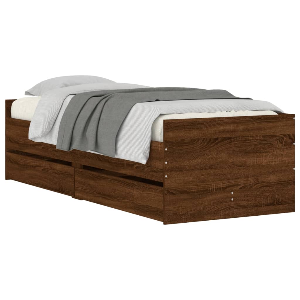 Bedframe met lades bruin eikenkleur 90x190 cm Bedden & bedframes | Creëer jouw Trendy Thuis | Gratis bezorgd & Retour | Trendy.nl