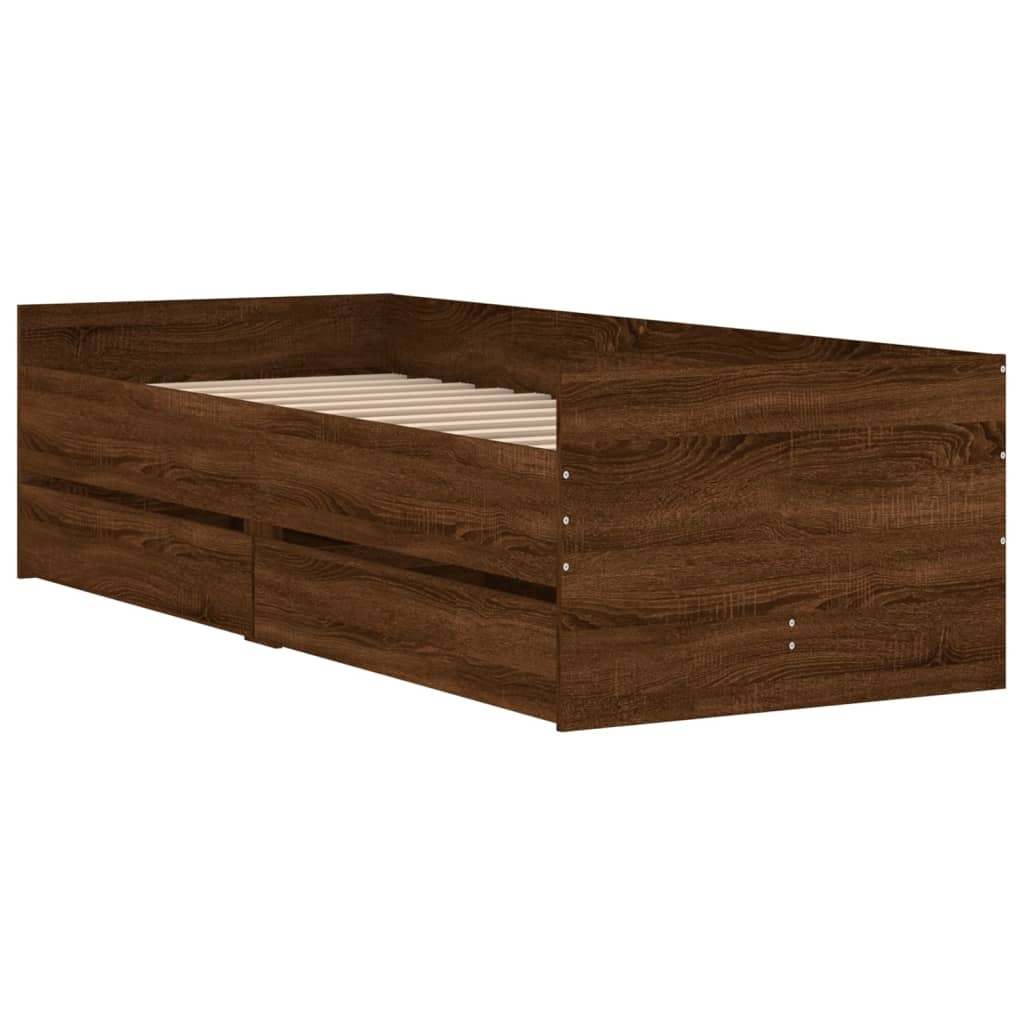 Bedframe met lades bruin eikenkleur 90x190 cm Bedden & bedframes | Creëer jouw Trendy Thuis | Gratis bezorgd & Retour | Trendy.nl