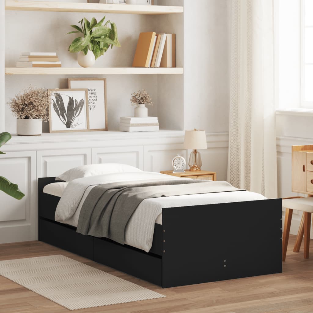 Bedframe met lades zwart 90x190 cm Bedden & bedframes | Creëer jouw Trendy Thuis | Gratis bezorgd & Retour | Trendy.nl