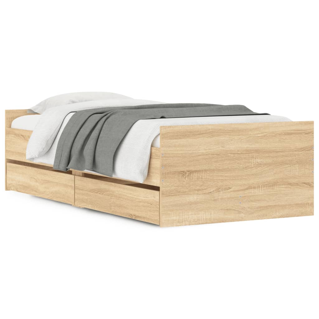 Bedframe met lades sonoma eikenkleurig 90x190 cm Bedden & bedframes | Creëer jouw Trendy Thuis | Gratis bezorgd & Retour | Trendy.nl