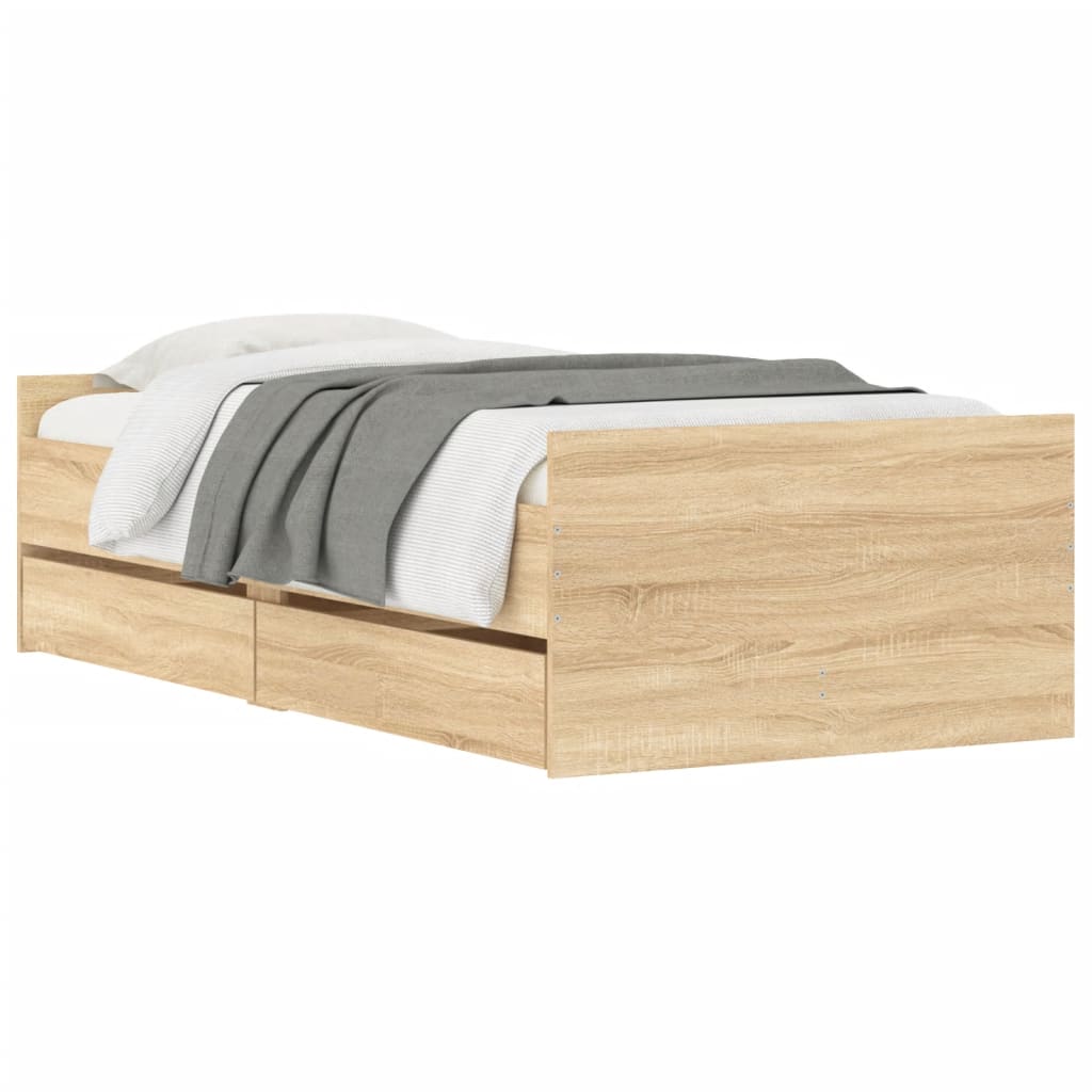 Bedframe met lades sonoma eikenkleurig 90x190 cm Bedden & bedframes | Creëer jouw Trendy Thuis | Gratis bezorgd & Retour | Trendy.nl