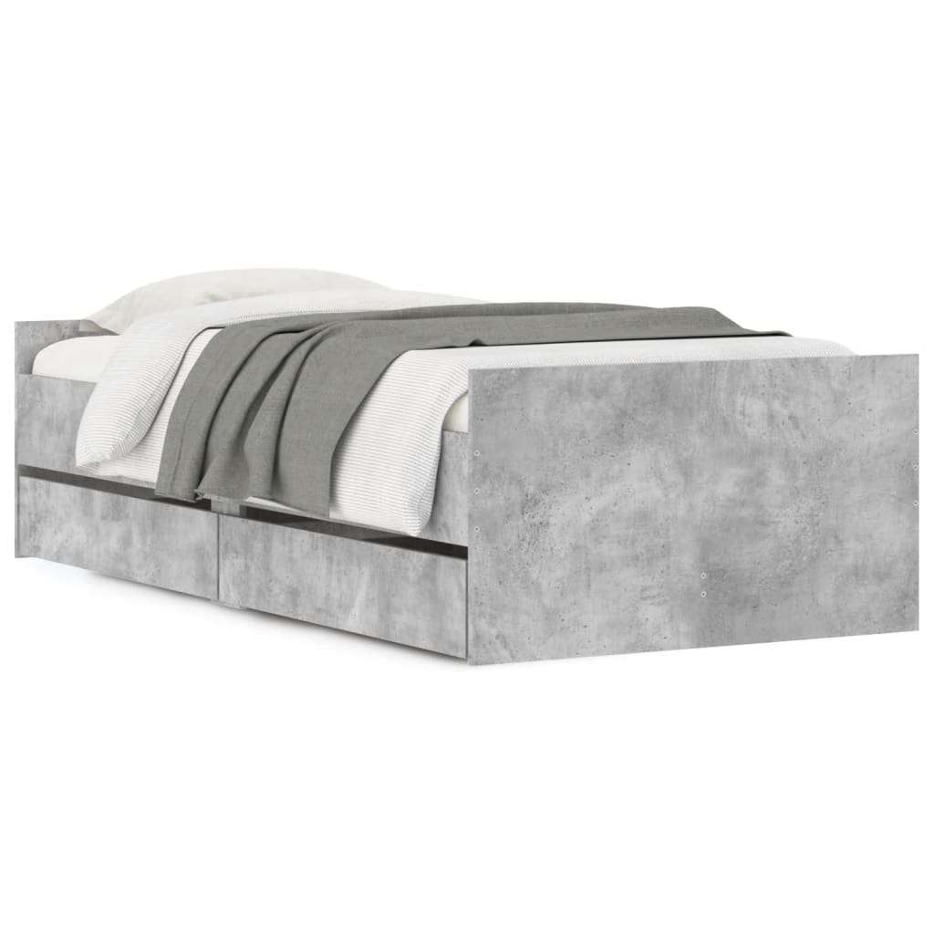 Bedframe met lades betongrijs 90x190 cm Bedden & bedframes | Creëer jouw Trendy Thuis | Gratis bezorgd & Retour | Trendy.nl