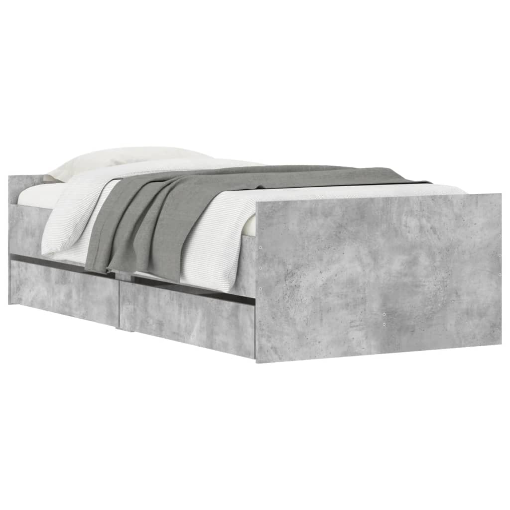 Bedframe met lades betongrijs 90x190 cm Bedden & bedframes | Creëer jouw Trendy Thuis | Gratis bezorgd & Retour | Trendy.nl