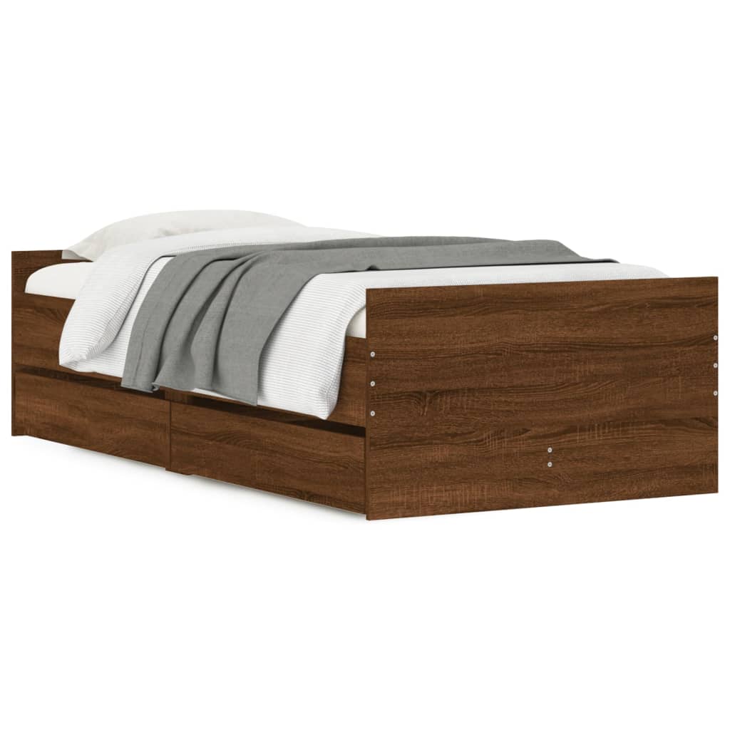 Bedframe met lades bruin eikenkleur 90x190 cm Bedden & bedframes | Creëer jouw Trendy Thuis | Gratis bezorgd & Retour | Trendy.nl