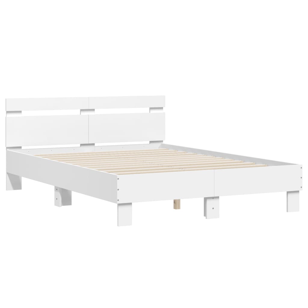 Bedframe met hoofdeinde bewerkt hout wit 120x190 cm Bedden & bedframes | Creëer jouw Trendy Thuis | Gratis bezorgd & Retour | Trendy.nl