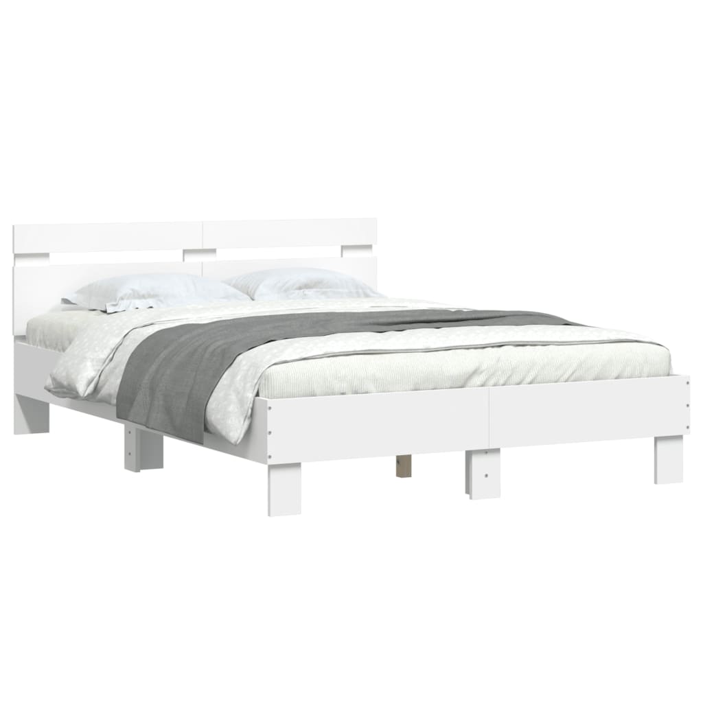 Bedframe met hoofdeinde bewerkt hout wit 120x190 cm Bedden & bedframes | Creëer jouw Trendy Thuis | Gratis bezorgd & Retour | Trendy.nl