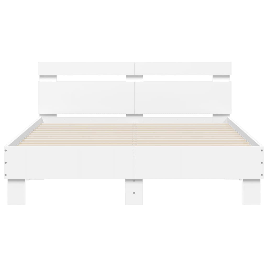 Bedframe met hoofdeinde bewerkt hout wit 120x190 cm Bedden & bedframes | Creëer jouw Trendy Thuis | Gratis bezorgd & Retour | Trendy.nl