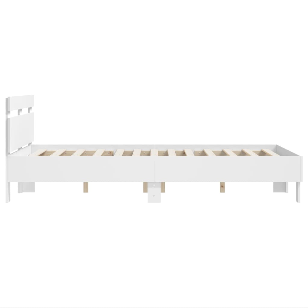 Bedframe met hoofdeinde bewerkt hout wit 120x190 cm Bedden & bedframes | Creëer jouw Trendy Thuis | Gratis bezorgd & Retour | Trendy.nl