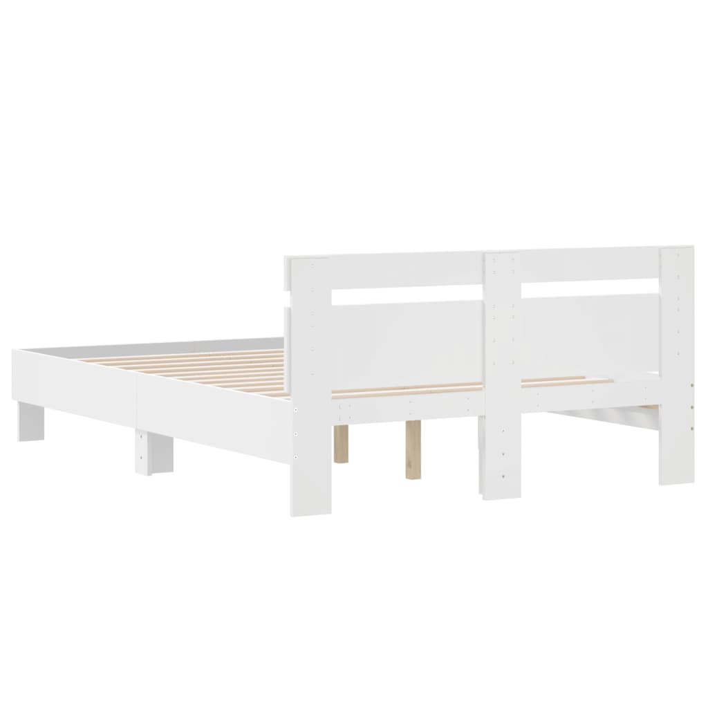 Bedframe met hoofdeinde bewerkt hout wit 120x190 cm Bedden & bedframes | Creëer jouw Trendy Thuis | Gratis bezorgd & Retour | Trendy.nl