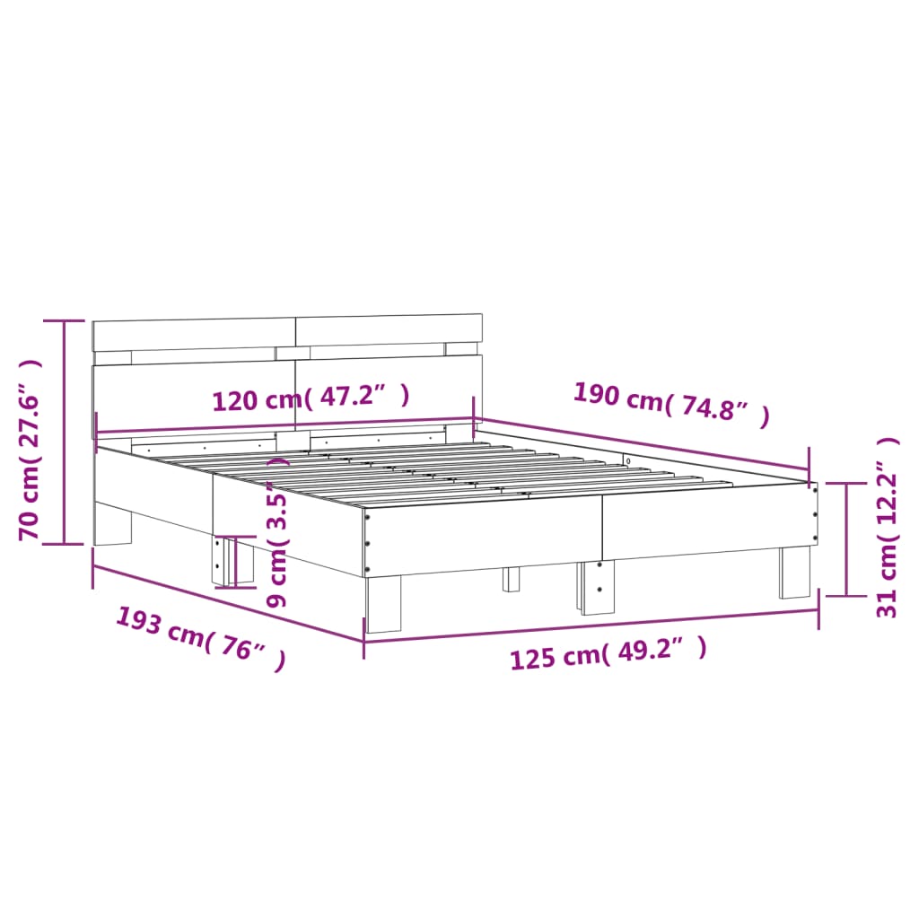 Bedframe met hoofdeinde bewerkt hout wit 120x190 cm Bedden & bedframes | Creëer jouw Trendy Thuis | Gratis bezorgd & Retour | Trendy.nl