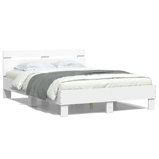 Bedframe met hoofdeinde bewerkt hout wit 120x190 cm Bedden & bedframes | Creëer jouw Trendy Thuis | Gratis bezorgd & Retour | Trendy.nl