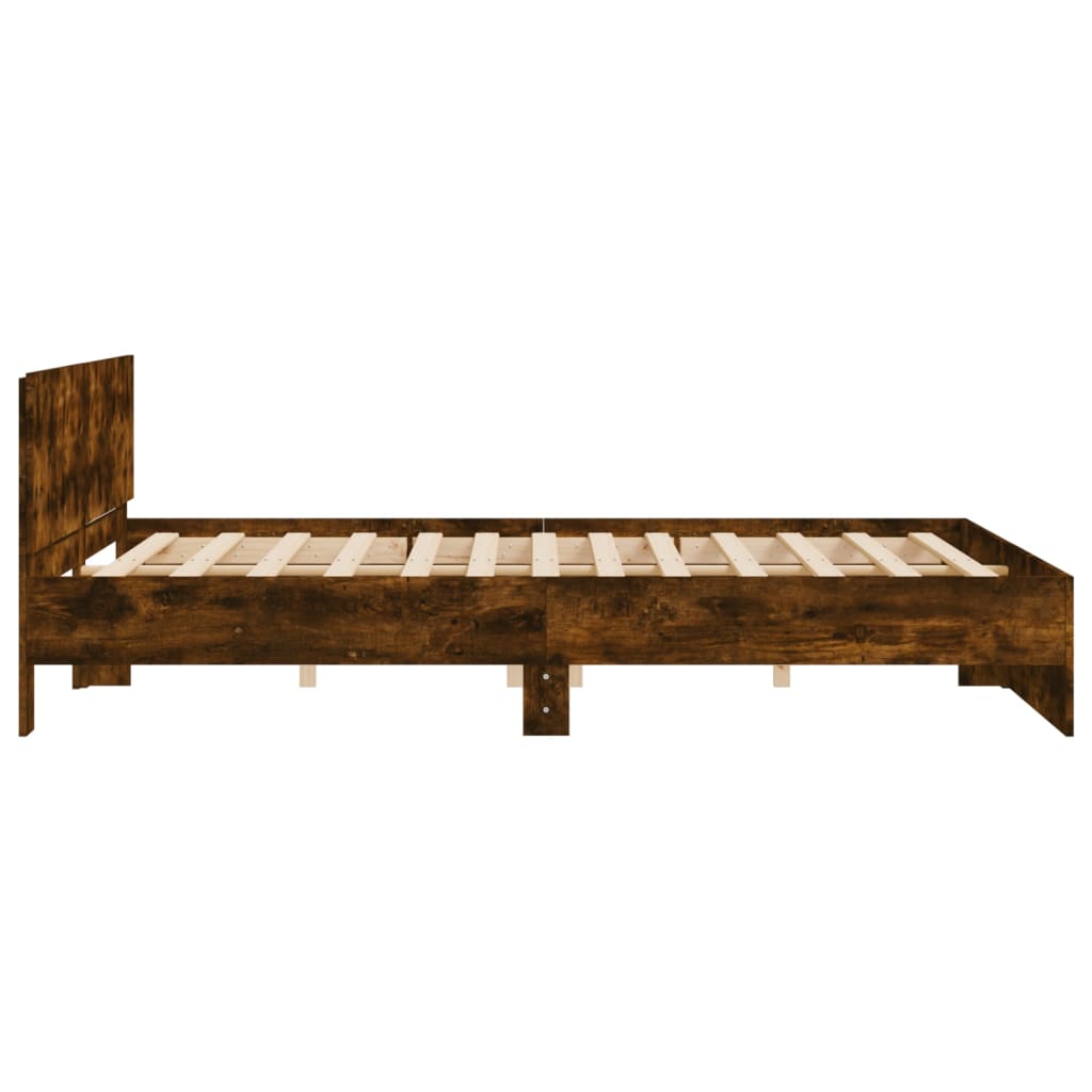 Bedframe met hoofdeinde gerookt eikenkleurig 200x200 cm Bedden & bedframes | Creëer jouw Trendy Thuis | Gratis bezorgd & Retour | Trendy.nl