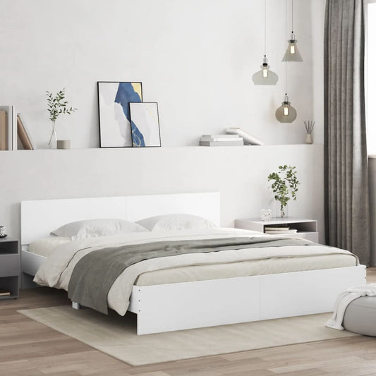 Bedframe met hoofdeinde wit 180x200 cm Bedden & bedframes | Creëer jouw Trendy Thuis | Gratis bezorgd & Retour | Trendy.nl