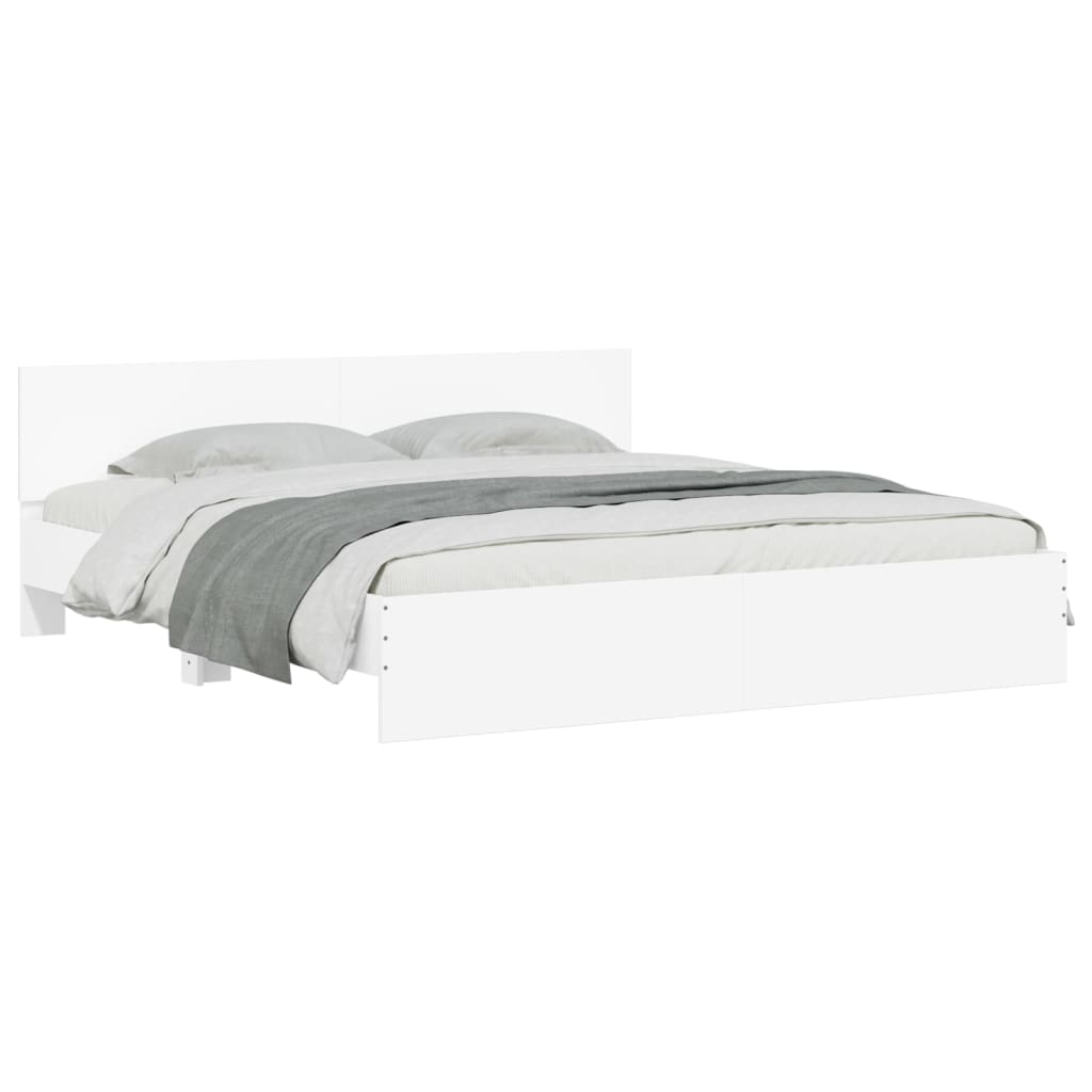 Bedframe met hoofdeinde wit 160x200 cm Bedden & bedframes | Creëer jouw Trendy Thuis | Gratis bezorgd & Retour | Trendy.nl