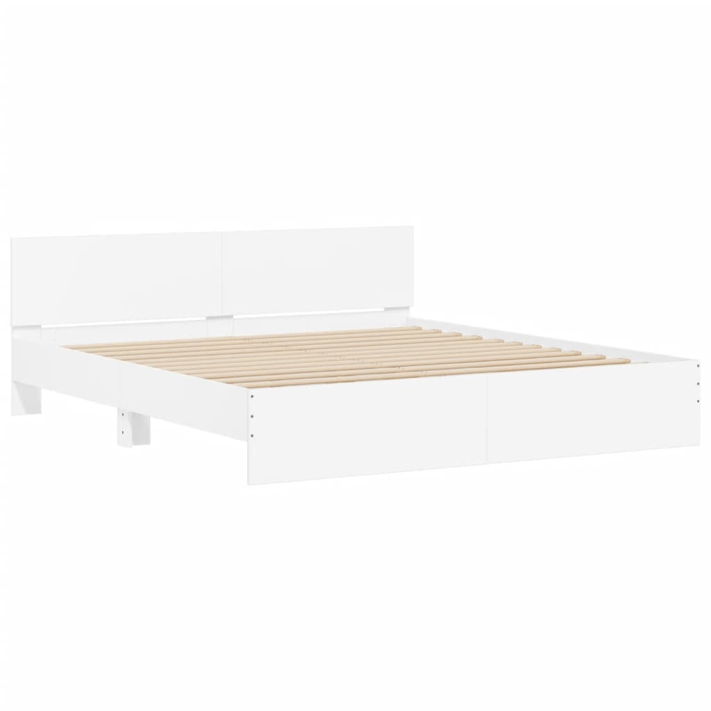 Bedframe met hoofdeinde wit 160x200 cm Bedden & bedframes | Creëer jouw Trendy Thuis | Gratis bezorgd & Retour | Trendy.nl