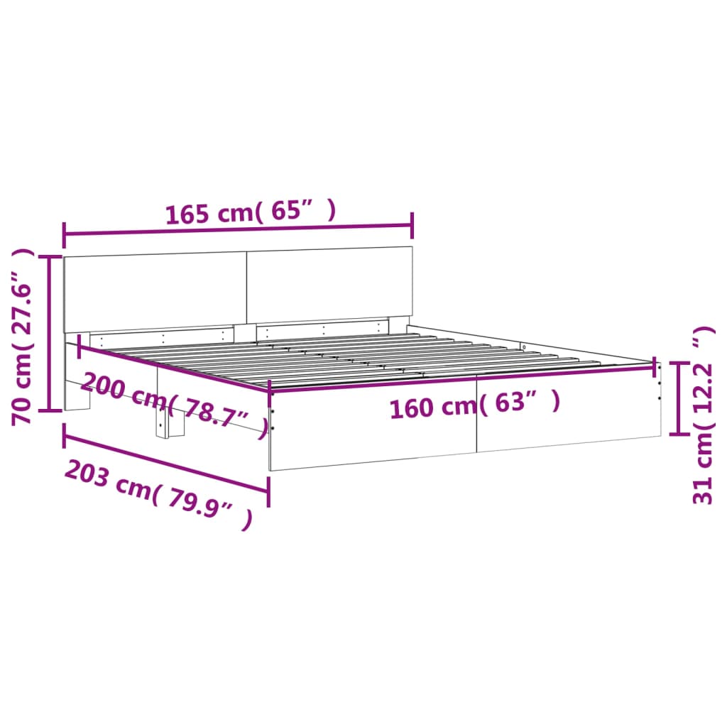 Bedframe met hoofdeinde wit 160x200 cm Bedden & bedframes | Creëer jouw Trendy Thuis | Gratis bezorgd & Retour | Trendy.nl