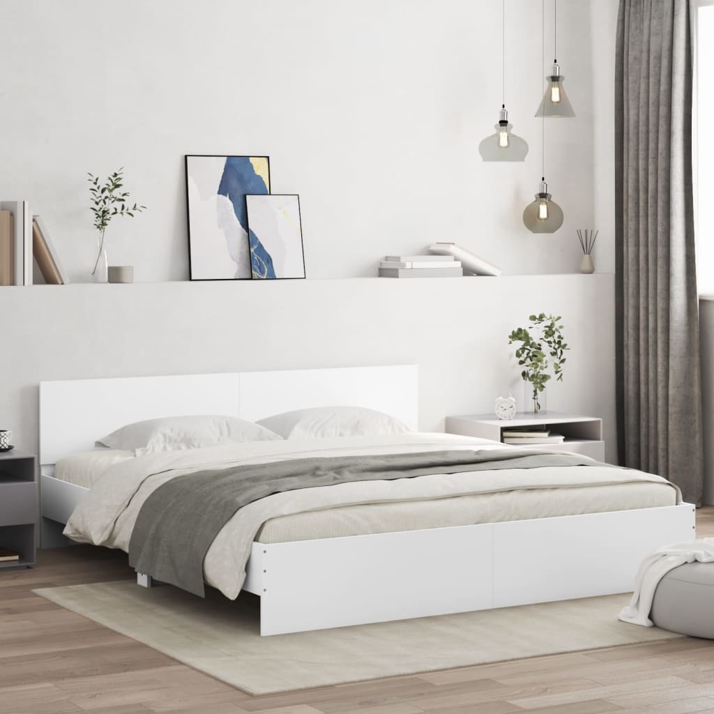 Bedframe met hoofdeinde wit 160x200 cm Bedden & bedframes | Creëer jouw Trendy Thuis | Gratis bezorgd & Retour | Trendy.nl