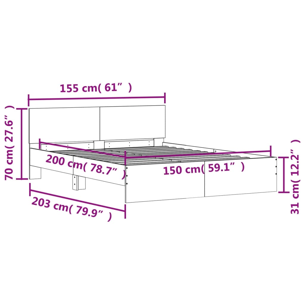 Bedframe met hoofdeinde wit 150x200 cm Bedden & bedframes | Creëer jouw Trendy Thuis | Gratis bezorgd & Retour | Trendy.nl