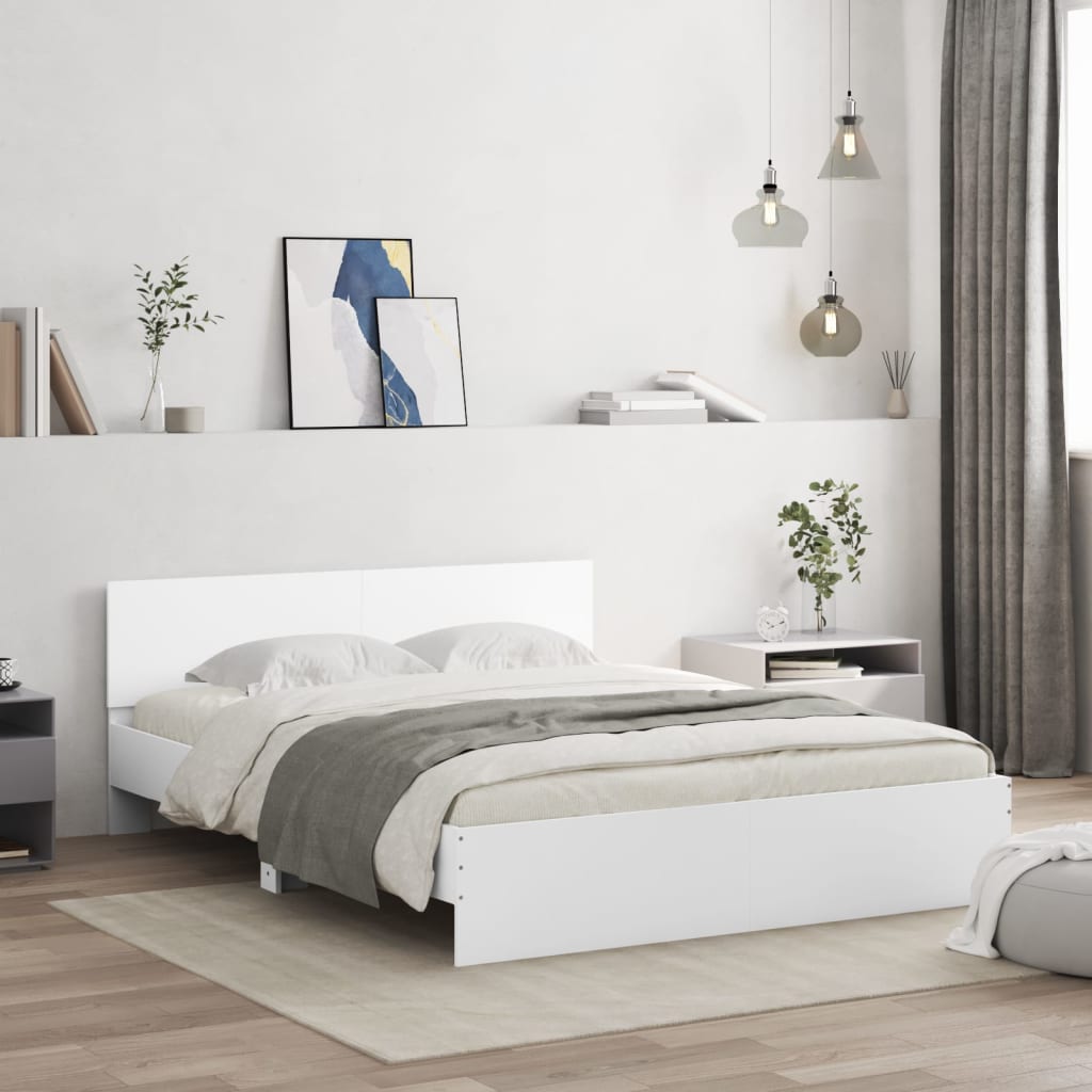 Bedframe met hoofdeinde wit 150x200 cm Bedden & bedframes | Creëer jouw Trendy Thuis | Gratis bezorgd & Retour | Trendy.nl