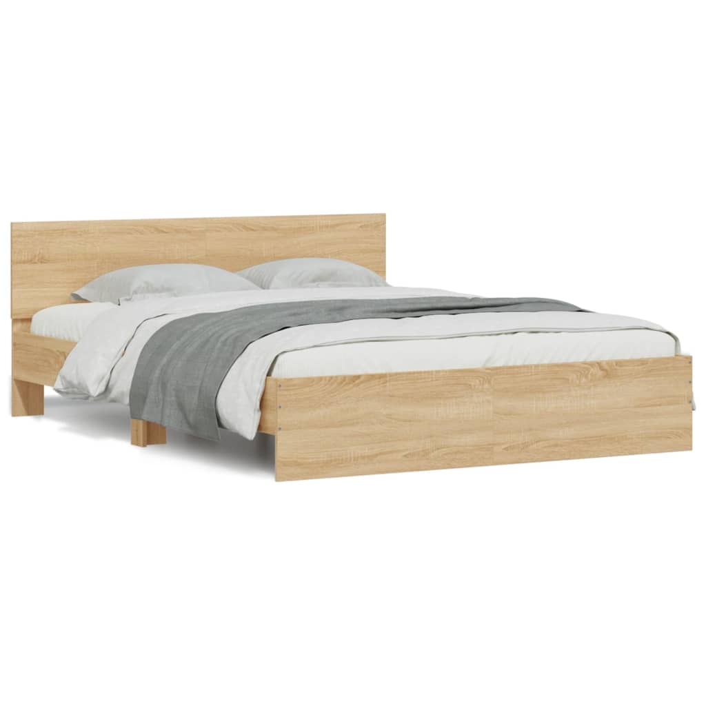 Bedframe met hoofdeinde sonoma eikenkleurig 150x200 cm Bedden & bedframes | Creëer jouw Trendy Thuis | Gratis bezorgd & Retour | Trendy.nl