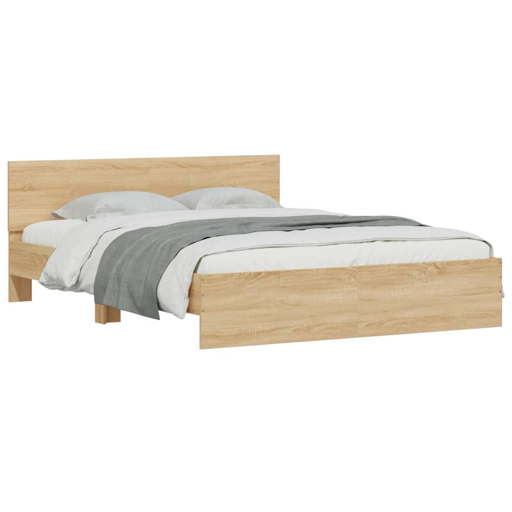 Bedframe met hoofdeinde sonoma eikenkleurig 150x200 cm Bedden & bedframes | Creëer jouw Trendy Thuis | Gratis bezorgd & Retour | Trendy.nl