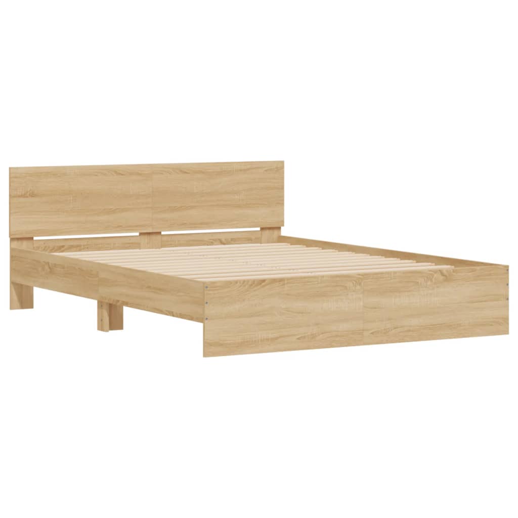 Bedframe met hoofdeinde sonoma eikenkleurig 150x200 cm Bedden & bedframes | Creëer jouw Trendy Thuis | Gratis bezorgd & Retour | Trendy.nl