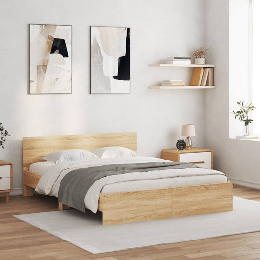 Bedframe met hoofdeinde sonoma eikenkleurig 150x200 cm Bedden & bedframes | Creëer jouw Trendy Thuis | Gratis bezorgd & Retour | Trendy.nl