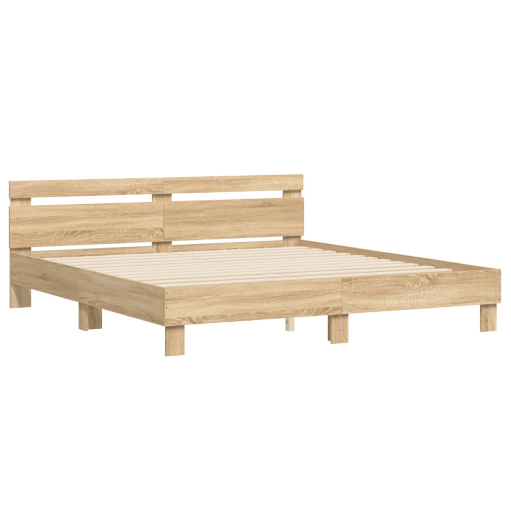 Bedframe met hoofdeinde en LED sonoma eikenkleurig 160x200 cm Bedden & bedframes | Creëer jouw Trendy Thuis | Gratis bezorgd & Retour | Trendy.nl